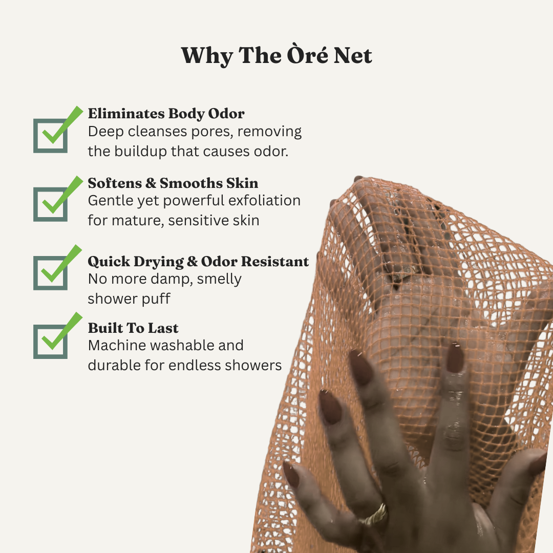 The Òré Exfoliating Antibacterial Shower Net